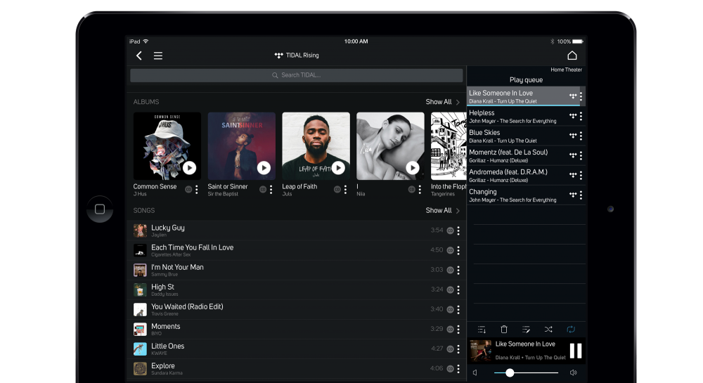 BluOS Bedienungs-Oberfläche - übersichtlich und klar strukturiert
